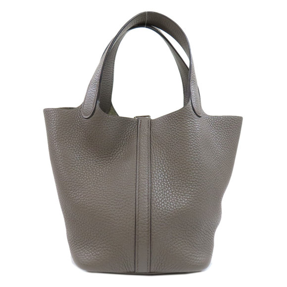 Hermes Picotin Lock PM Gray Silver Hardware Handbag Taurillon - Picture 2 of 10